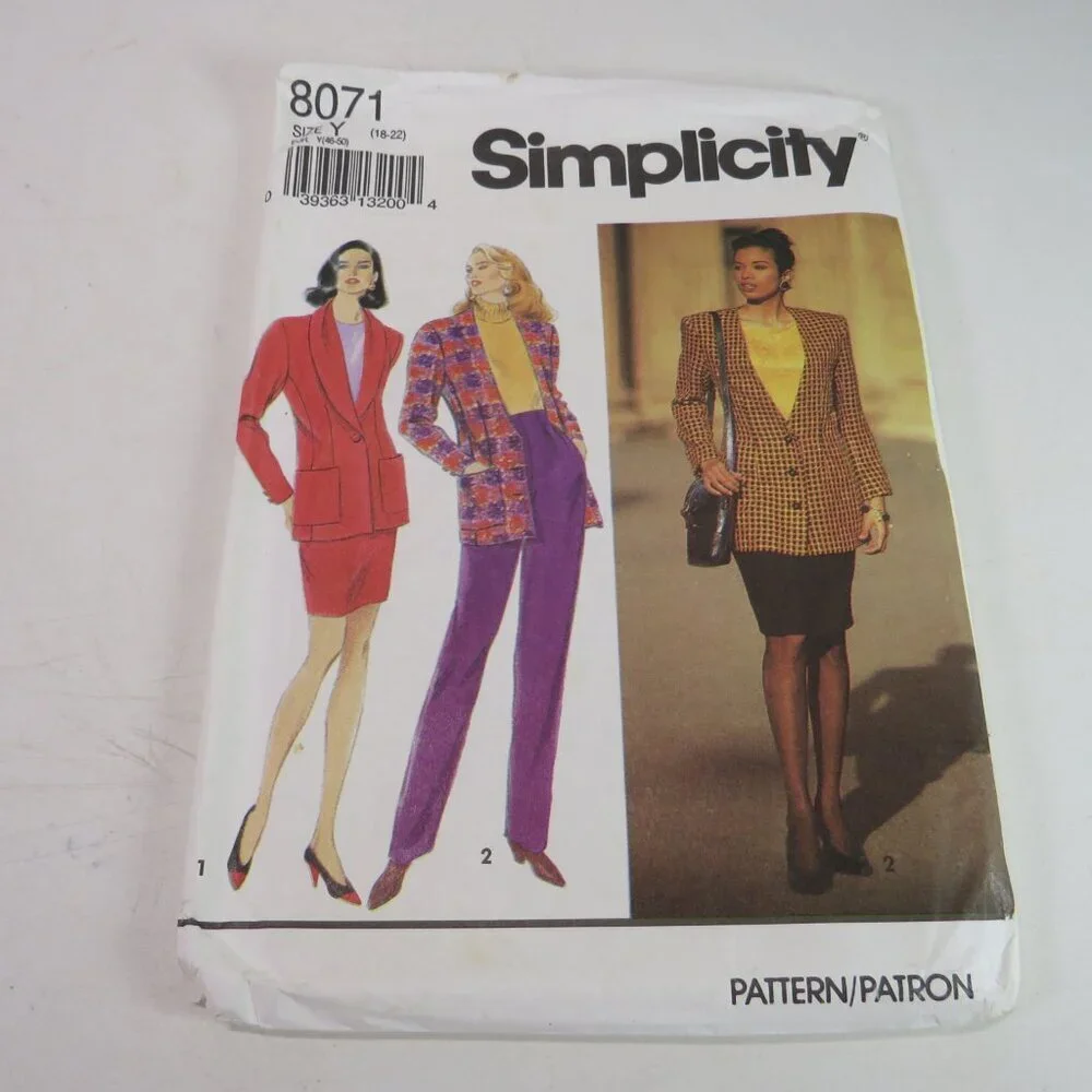 simplicity 8071 UNCUT jacket, pants, skirt sewing pattern